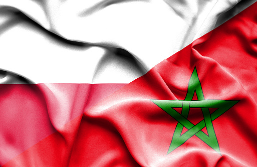 Waving Flag Of Morocco And Poland